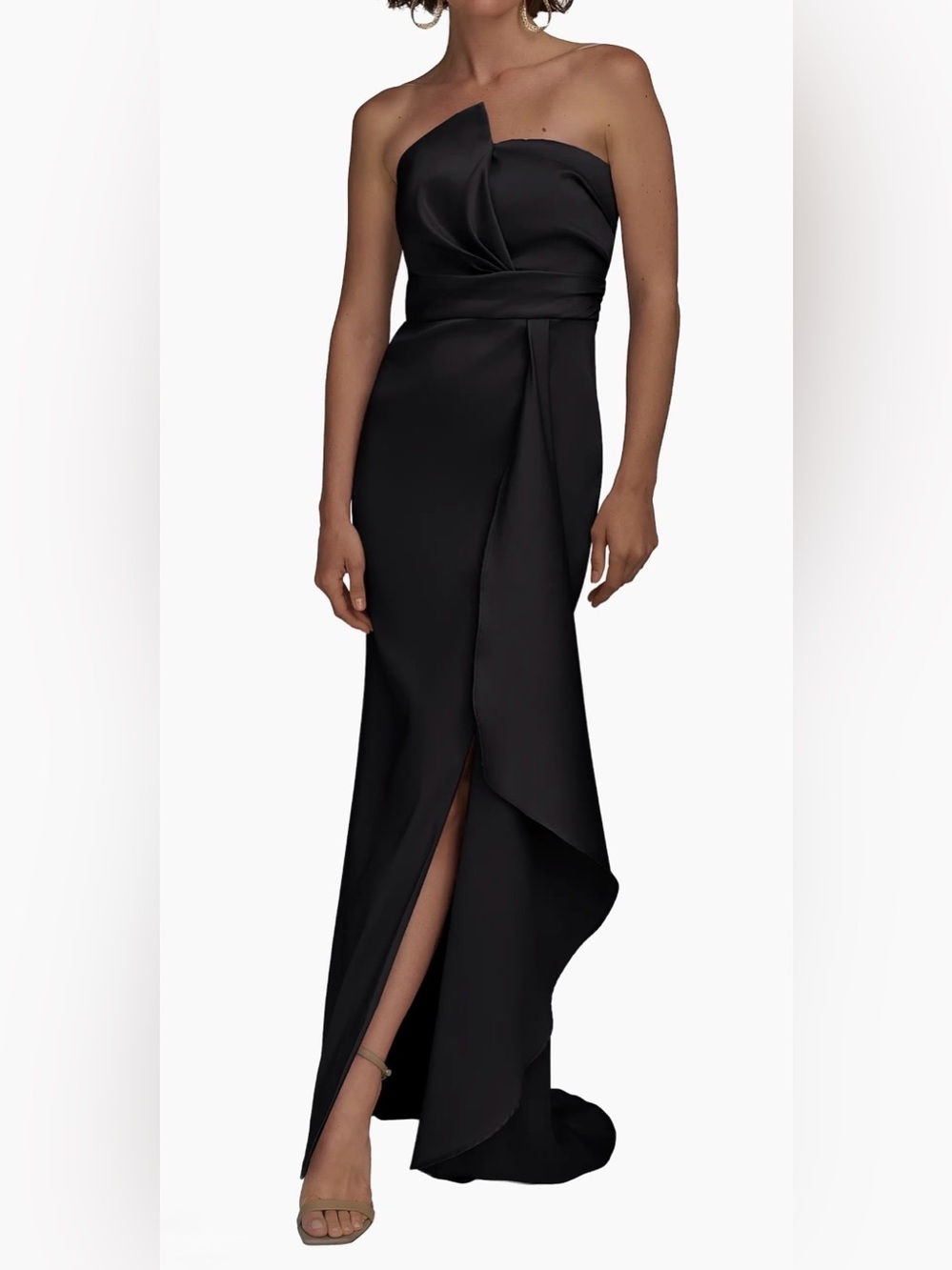 Donna Karan Asymmetric Strapless Satin Gown Sz 8 - Picture 2 of 11